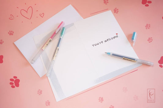 Valentine's Day card illustrated cat pens