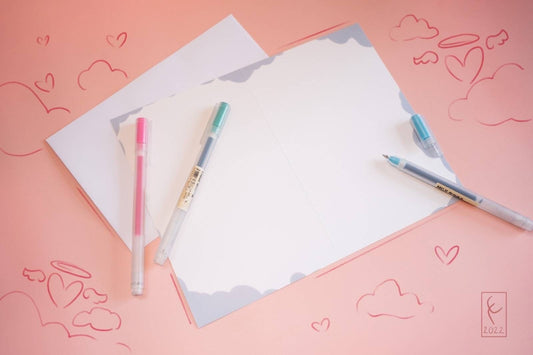 Valentine's Day card illustrated pens