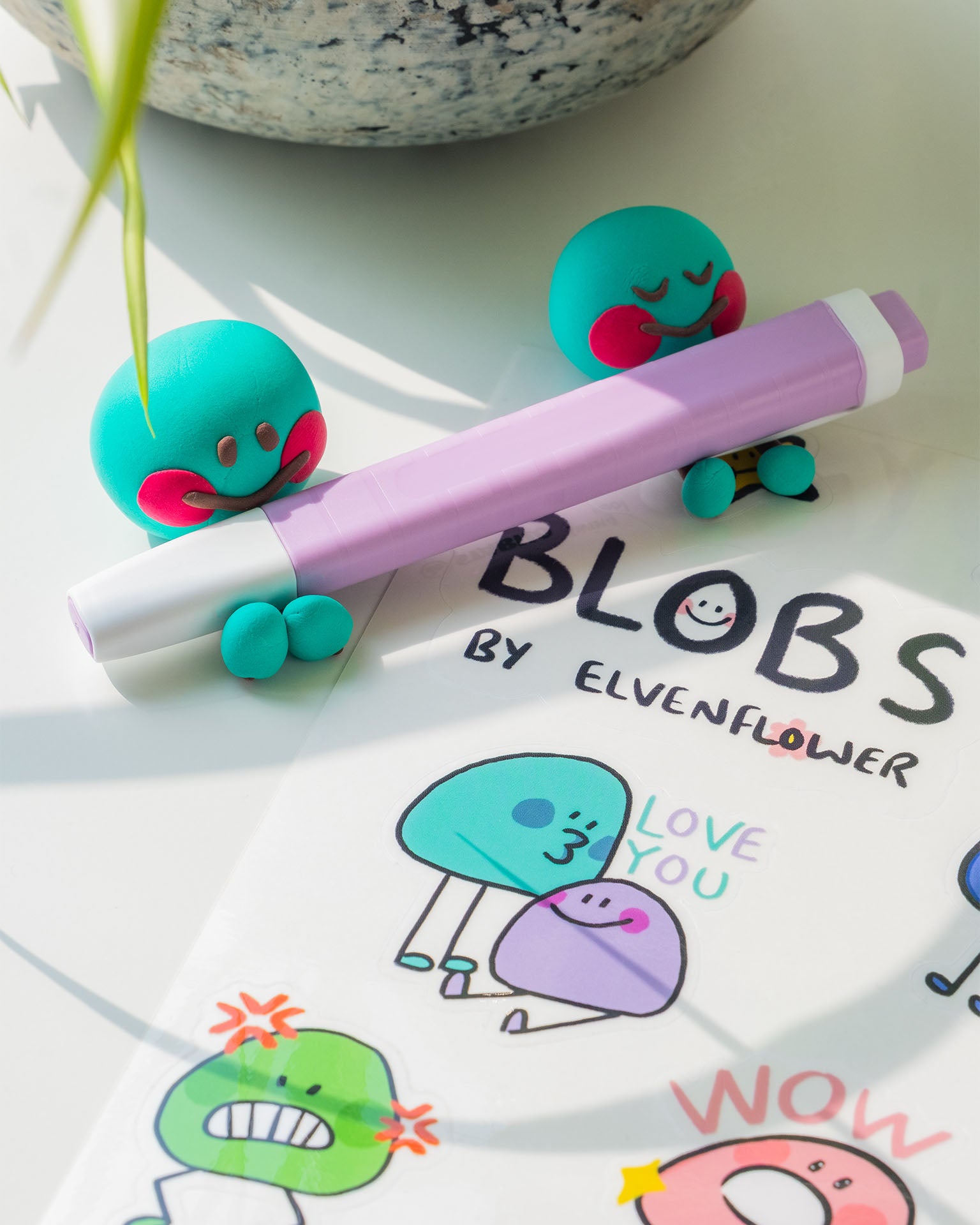 Elvenflower blobs sticker sheet vinyl transparent wow cute