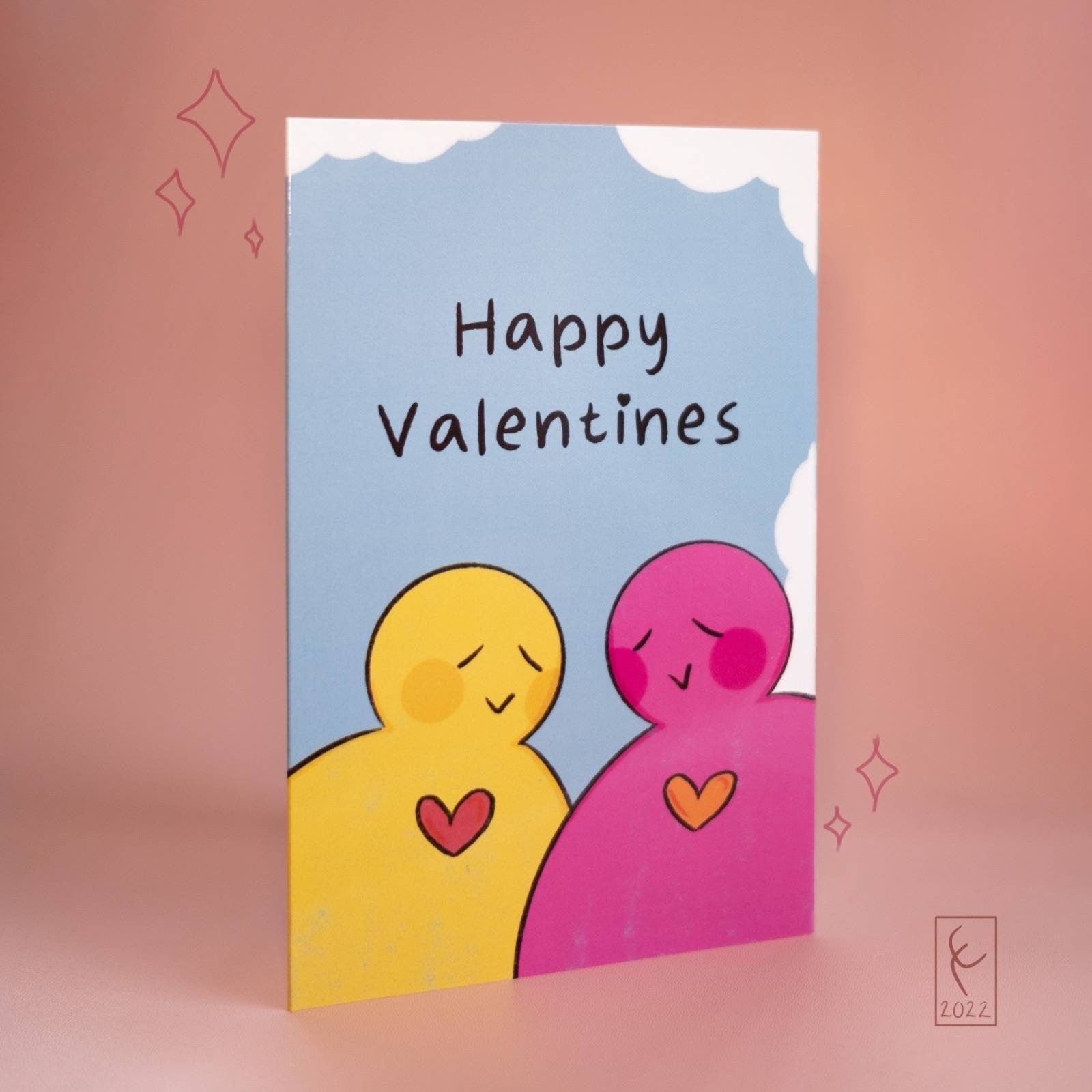 Valentine's Day card illustrated blobs colourful
