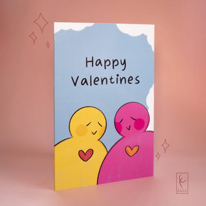 Valentine's Day card illustrated blobs colourful
