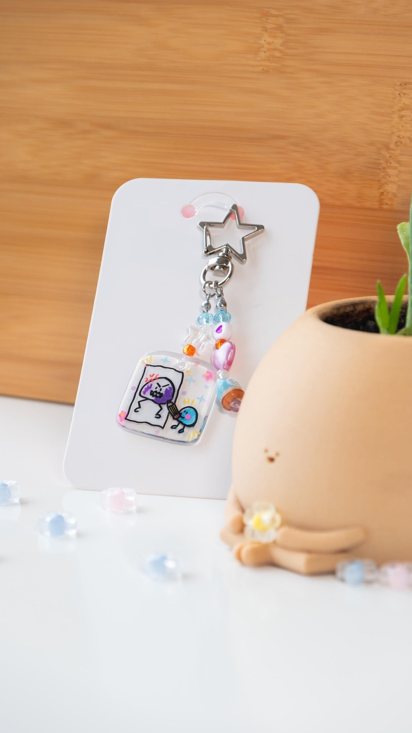 Elvenflower artist blob shrink plastic keyring phone charm