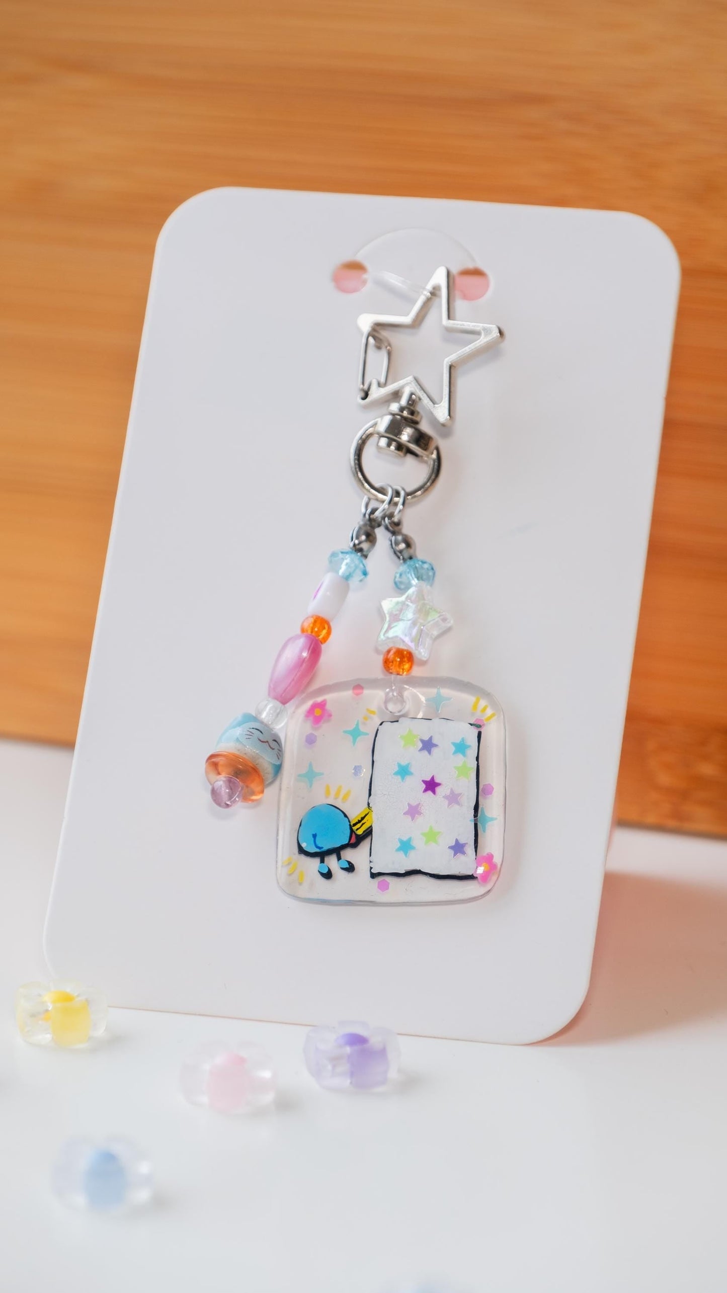 Elvenflower artist blob shrink plastic keyring phone charm